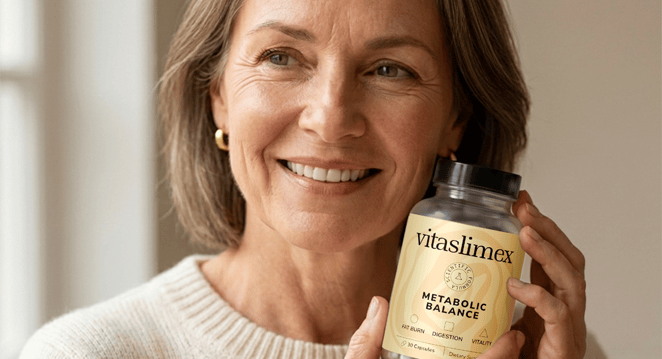 Femme tenant un flacon de Vitaslimex